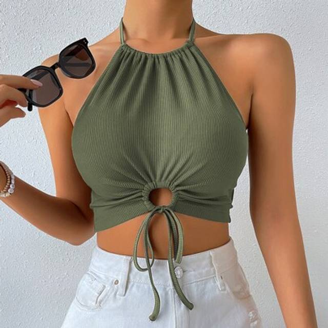 Rygglös Dragsko Gardinomtag Enkel Sexig Linne & Cami - Armé Grön (L,M,S,XS,XXS)
