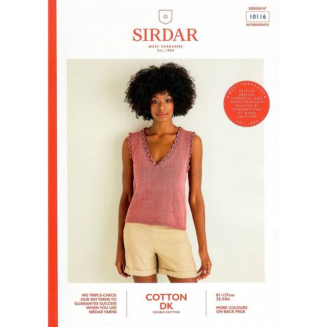 Sirdar cotton dk knitting pattern - 10116 ladies summer top