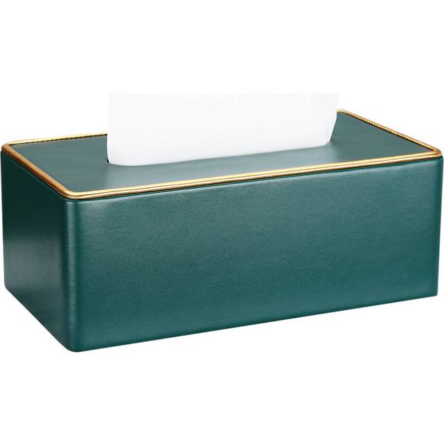 Multi-Functional PU Leather Tissue Boxes Case Marble Tissue Paper Holder Golden Rim Cover Home Supplies Napkin Dispenser