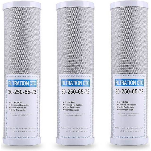 3Pcs Water Filter Activated Carbon Filter 10 Inch Replacement Purifier CTO Block Carbon Filter