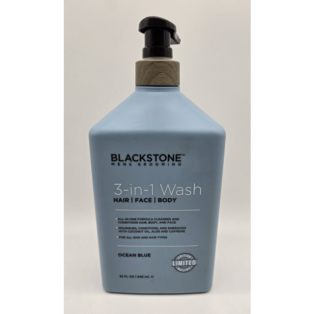 Blackstone Men's Grooming 3-in-1 Wash for Men with Coconut Oil  Aloe and Caffeine | Cleanses & Conditions Hair  Body  & Face | For All Skin & Hair Typ