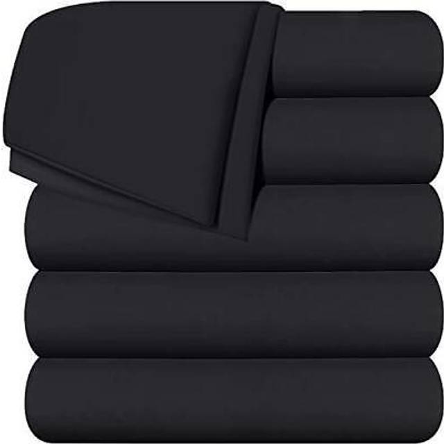 Utopia Bedding Flat Sheets - Pack of 6 - Soft Brushed Microfiber Fabric - Shrinkage & Fade Resistant Top Sheets - Easy Care (Full  Black)