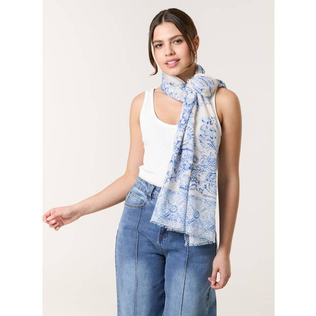 Printed Scarf - ONE / BLUE