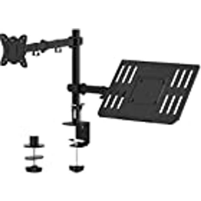 GRIFEMA GB2002-2 skärmstativ med laptopfack för 13-32 tum LED LCD-skärmar, justerbar höjd, VESA 75x75/100x100, stål, svart