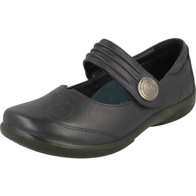 (UK 4.5, Navy (Blue)) Ladies Padders Mary Jane Style Flats Poem - 3E/4E Fit