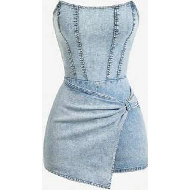 SHEIN Women&#39;s Denim Suspender Pants & Romper - Fashionable Casual Jumpsuit For Summer