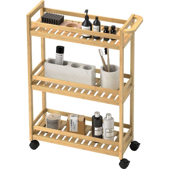 Homcom Serveringsvogn 3 Niveauer Bambus Rullebord