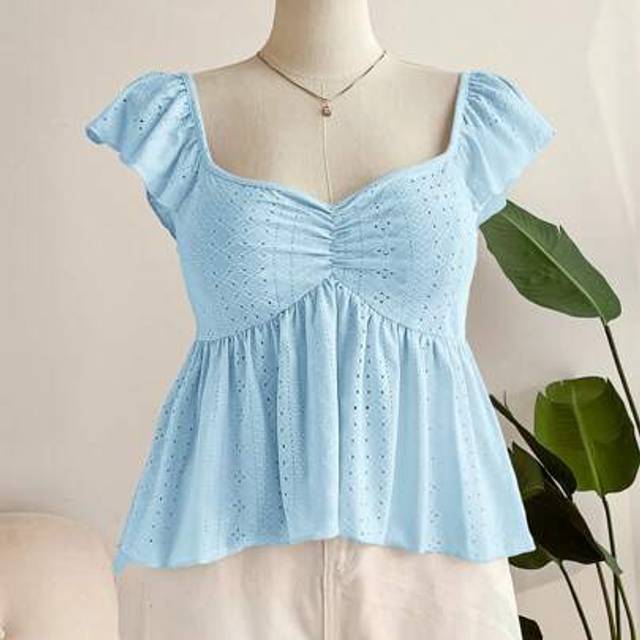 SHEIN Plus Size Women&#39;s Casual Asymmetrical Hem Sweetheart Neck T-Shirt, Elegant Loose Fit Spring/Summer Tee In Pink