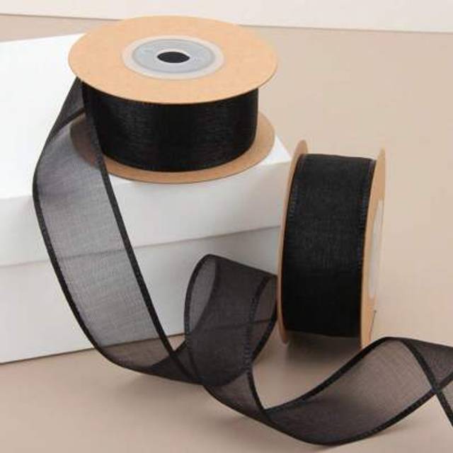SHEIN 1 Roll Of Black Gauze Ribbon For Flower Bouquet Packaging Ribbon Bow Gift Gift Wrapping Ribbon, DIY Ribbon, Holiday Party Decoration Ribbon, Autumn An