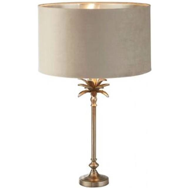 Searchlight 81210TA Palm Table Lamp Antique Nickel Metal Taupe Velvet