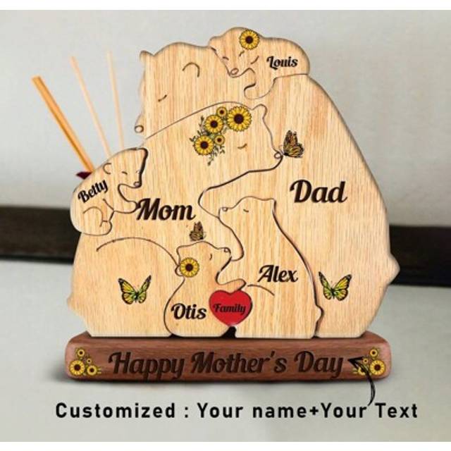 SHEIN Personalized Lovely Butterfly & Flower Family Name Puzzle - Mother&#39;s Day Gift - Family Gift - Customized Family Puzzle - For 4 Family Members - Wife G