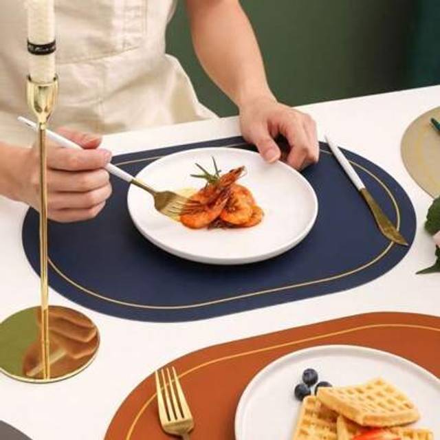 SHEIN Nordic Style PVC Leather Coasters, Oil-Proof Dining Table Mat, Hotel & Home Use Plate Pad, Anti-Slip & Heat Insulation, Customizable