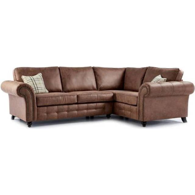 Oakland Chesterfield Sofa Charcoal Corner - Tan (96cm H X 250cm W X 66cm D)