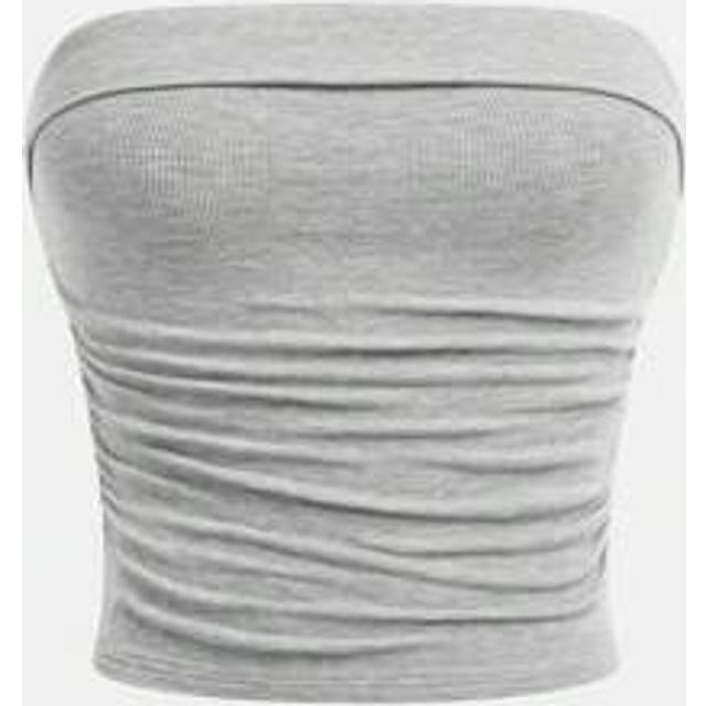 SHEIN Teen Girls&#39; White Shirred Waist Seamless Bandeau Tube Top