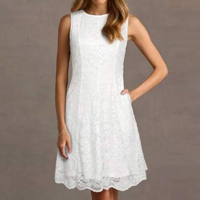 SHEIN Bridal Shower Dress Lace Sleeveless Elegant Evening Dress With Pockets