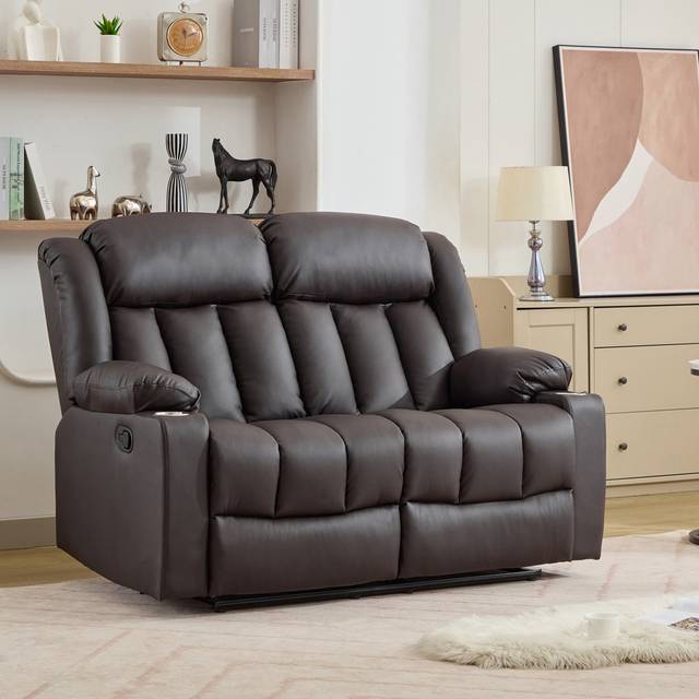 Kyleigh Sheridan150Cm Faux Leather Padded Reclining Sofa - Brown (105cm H X 150cm W X 97cm D)