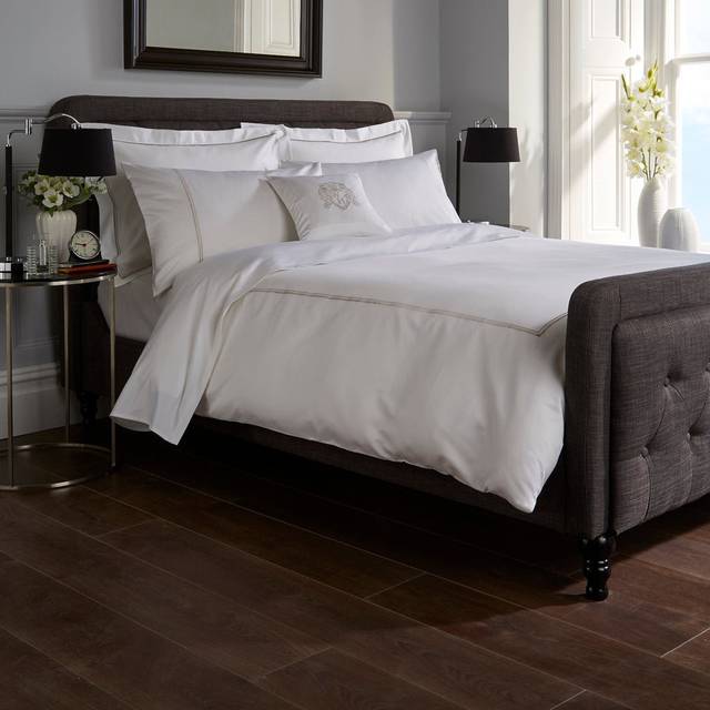 800 Thread Count Double Cord Embroidered Sateen Duvet Cover - Gray (Super King Duvet Cover)
