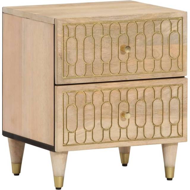 Bedside Cabinet Nightstand Side Table Bed Solid Wood - Yellow (46cm H X 40cm W X 33cm D)