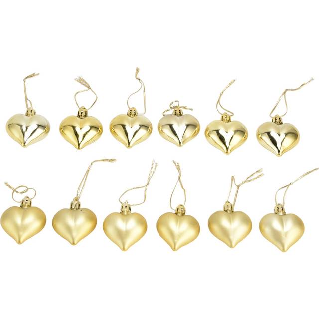 12pcs Christmas Ornament Heart Shape PVC Christmas Tree Hanging Decorations for Valentine s Day golden