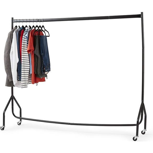 House Of Home Superior Extra Heavy Duty Black Metal 6Ft Long X 5Ft Tall Clothes Rail With Wheels - One Size