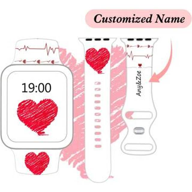 SHEIN Personalized Customization Name Silicone Strap Compatible With Apple Watch, DIY Lettering And Engraving Name Customizable Content Compatible With Appl