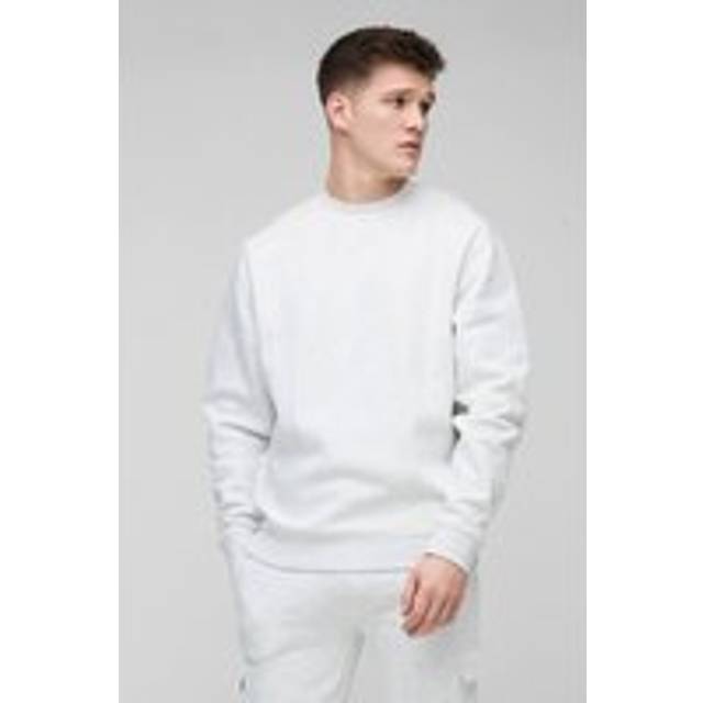 Tall 330GSM Basic Crew Neck Regular Fit Sweatshirt - Grey - XL