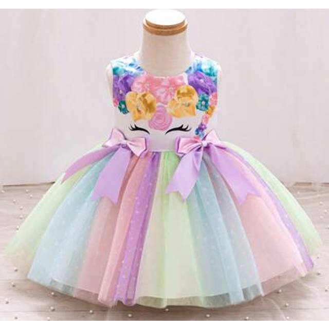 Baby Girl Unicorn Cosplay Rollspel Flower Girl Tyllklänning - Vitt (6-9M,9-12M,12-18M,18-24M,2-3Y)