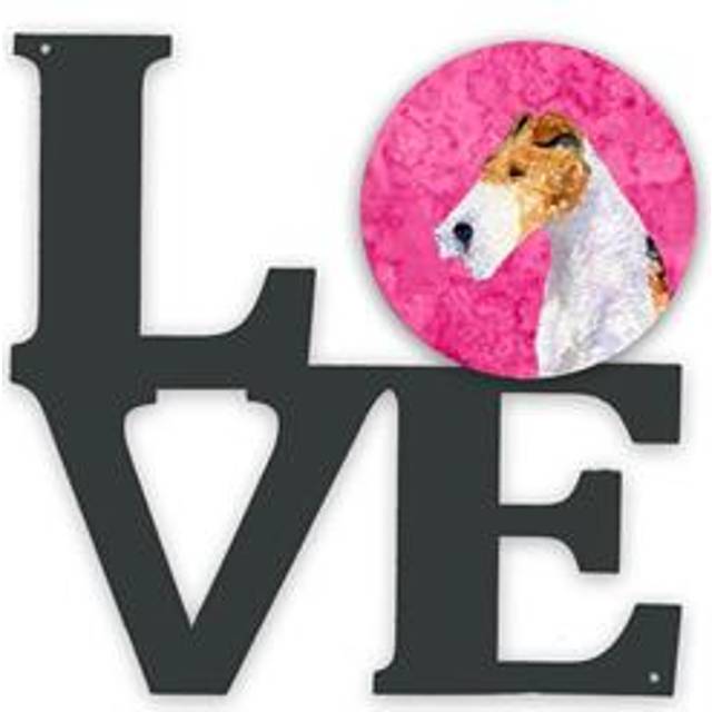 Caroline's Treasures Pink Wire Fox Terrier Metal Artwork Love wall-decor  Multicolor