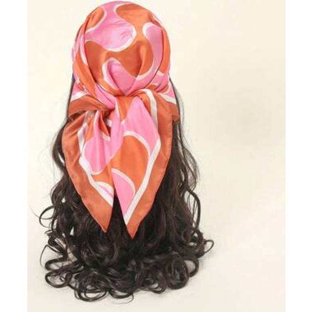 SHEIN 1pc Simple Printed 70s Square Silk Scarf, New Spring Women&#39;s Versatile Waistband, Bag Accessory, Belt, Headband, Stylish Scarf Bandana,Hair Band,Head