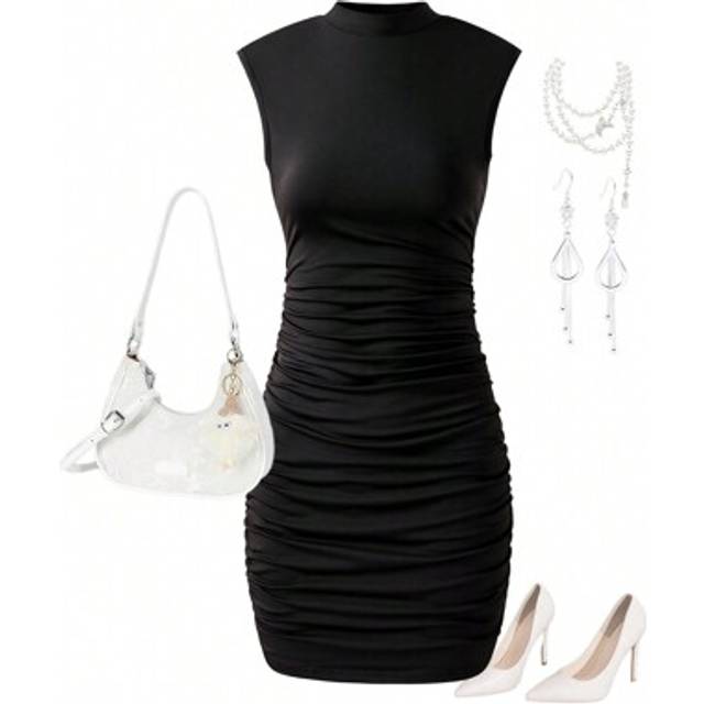 SHEIN Girl & Teen Girls&#39; Casual Basic Party/Evening Elegant Sleeveless Short Dress, Suitable For Commuting, Formal Occasions