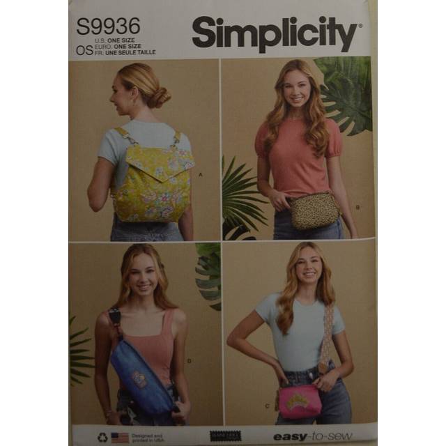 Simplicity Backpack, Bags and Purse Sewing Pattern, S9936