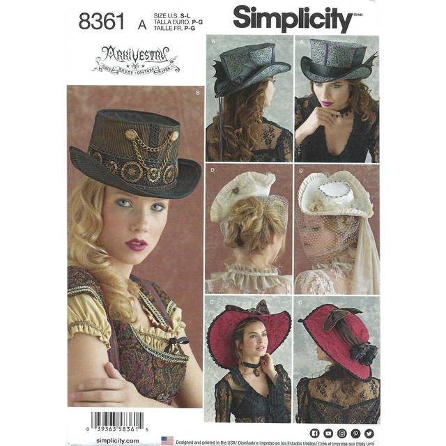Simplicity Women's Costume Hats Sewing Pattern, 8361