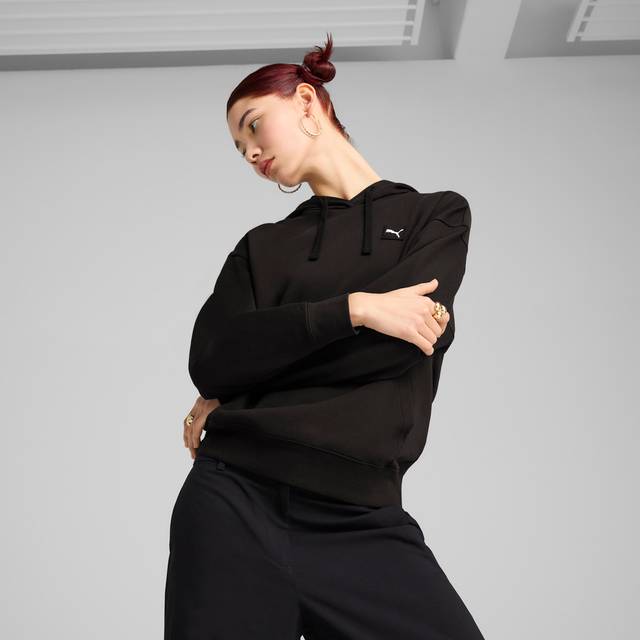 Ess Elevated Comfort Hoodie Tr PUMA Black - ['Svart'] (X-Small)