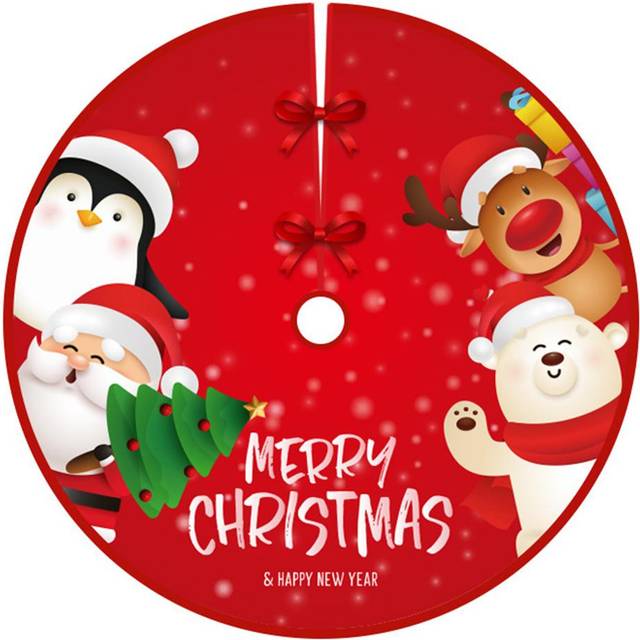 90cm Christmas Tree Skirt Brushed Cloth Carpet Personality Pattern New Year Christmas Tree Floor