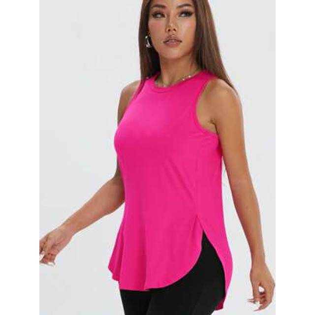 SHEIN 1pc Women&#39;s Casual Loose Sleeveless Side Slit Solid Color Pullover Sports Top For Outdoor Exercise, Spring/Summer