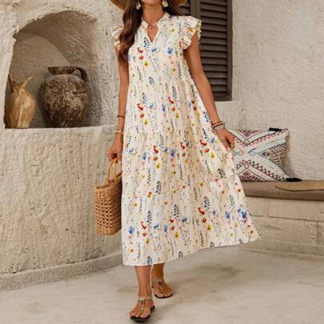 Kvinnors casual blommiga miniklänning med kort ärm, shiftklänningar, sommarklänningar för kvinnor, sommaroutfits för kvinnor, semesteroutfits för kvin - Multifärgad (L,M,S,XL,XS,XXL,XXS,XXXL,XXXXL)
