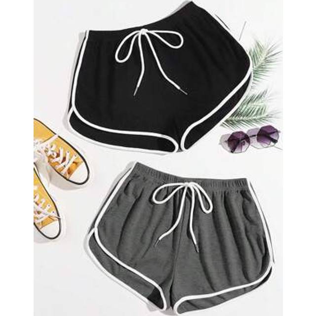 SHEIN Color Block Trim Elastic Waist Shorts
