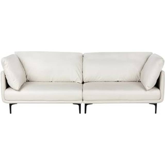 Beliani 3 Seater Vegan Leather Sofa Off White Revsnes, White