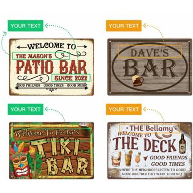 SHEIN Putuo Decor 1pc Custom Bar/Patio Bar/Tiki Bar Metal Tin Sign, Your Text Bar, Personalized Plaque Vintage Plate Wall Art Decoration For Home Farmhouse