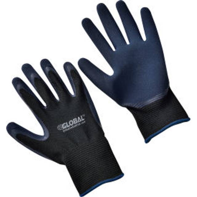 Global Industrial 708353XL Double Foam Latex Coated Gloves - Black & Navy - Extra Large - Pack of 2