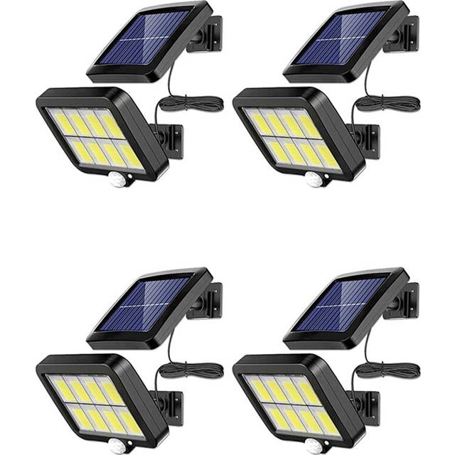 JJBRDZ- 4Pc 2000 Lumen 160 Solar Wall Lights IP65 Waterproof Wired Motion Sensor Security Flood Light 360 Degree Adjustable