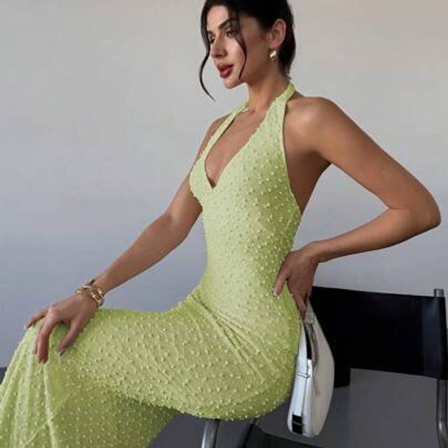 Firerie Valentine&#39;s Day New Elegant Romantic Date Sleeveless V-Neck Apricot Textured Tight Waist Slim Fit Maxi Dress, Spring/Summer,Rave Outfits Festival,Summ