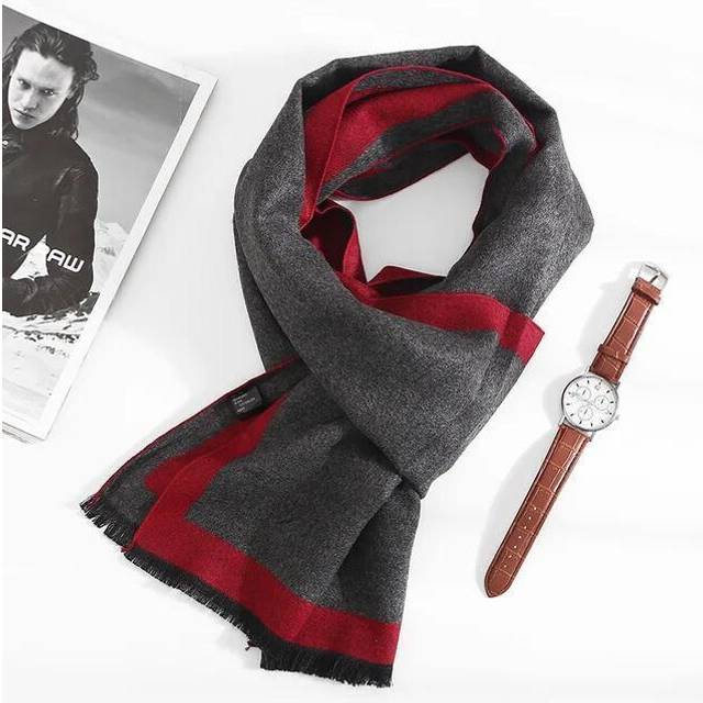 Men's Plaid Checked Cashmere Scarf - Classic Casual Winter Warm Soft Business