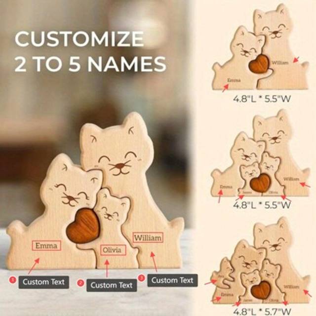 SHEIN 2/3/4/5pcs Customized Wooden Cat Shape Ornament, Suitable As Holiday Gift, Gift, Valentine&#39;s Day Gift, Home Decor Gift Gifts Birthday Graduation