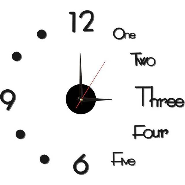 Wall Clock Frameless Decorative Silent Wall Art Clock for Living Room Bedroom Small 40cm/15.75in black