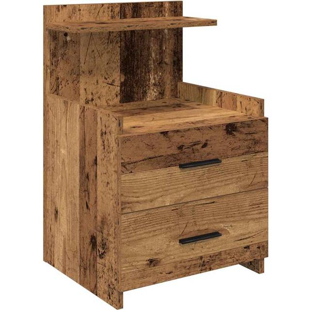 vidaXL Bedside Cabinet with 2 Drawers Old Wood 40x36.5x62 cm - Brown