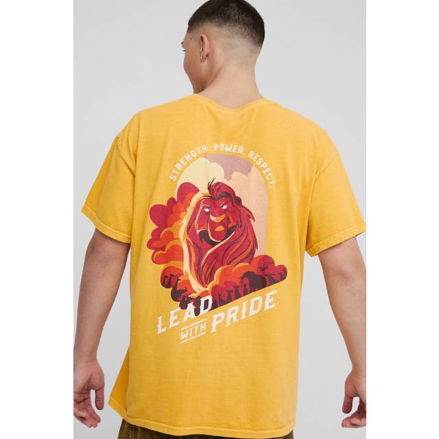 Oversized Wash Disney Lion King License Print T-Shirt - Yellow - L