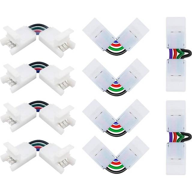 10pcs L Shape 4-pin Connectors Angle Adjustable(90-180 Degrees) LED Strip Connectors for 10mm Width 5050 RGB LED Strip Lights DC5-36V