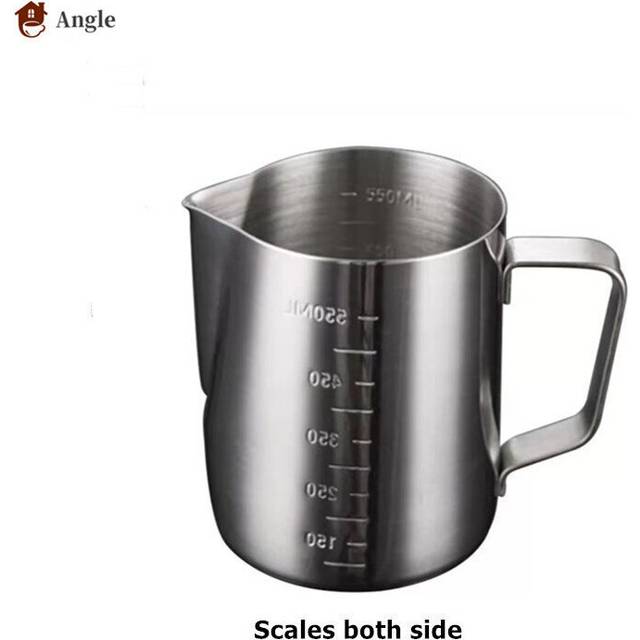 (a-Outer inner scale 350ml) 350/600ML 304 Stainless Steel Milk Jug Frothing Pitcher Coffee Milk Frother Latte Art Milk Foam CoffeTools