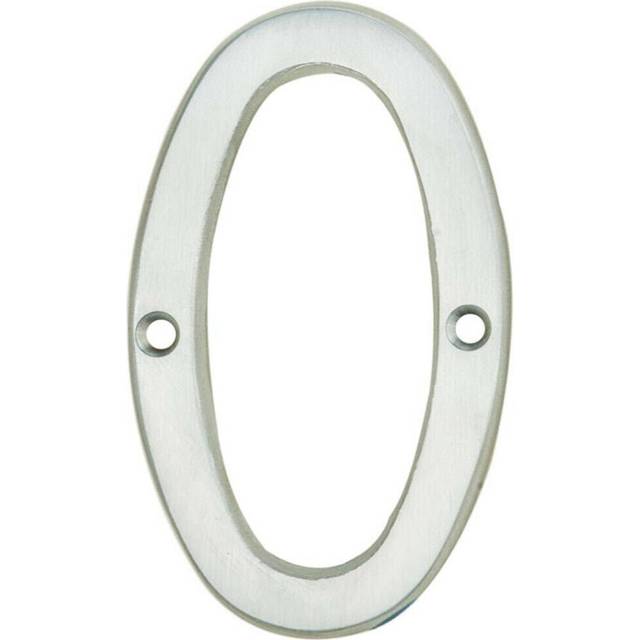 Satin Chrome Door Number 0 - 75mm Height 4mm Depth House Numeral Plaque